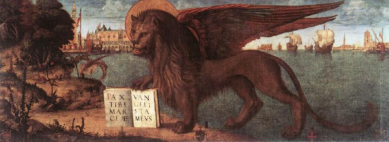 CARPACCIO, Vittore The Lion of St Mark fdg china oil painting image